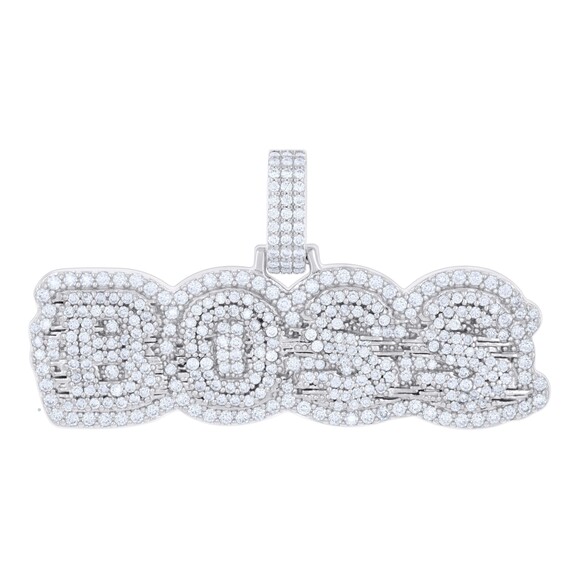 925 Sterling Silver Mens 2.47ct Moissanite BOSS Pendant